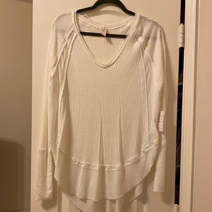Free People Waffle Tee- Ivory